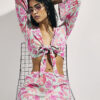 Green Floral Tie Front Beach Top