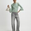Green Frill Cuff Bow Back Jumper