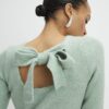 Green Frill Cuff Bow Back Jumper