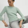 Green Frill Cuff Bow Back Jumper