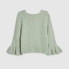 Green Frill Cuff Bow Back Jumper