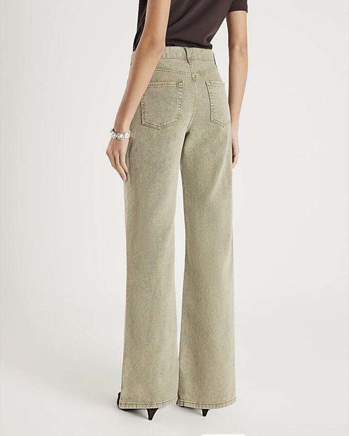 Green High Waisted Relaxed Straight Leg Jeans