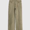 Green High Waisted Relaxed Straight Leg Jeans
