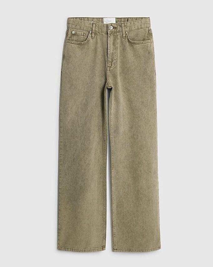 Green High Waisted Relaxed Straight Leg Jeans