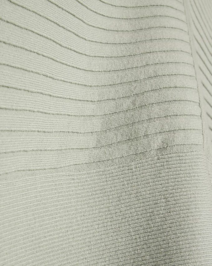 Green Knitted Ribbed V Neck Jumper