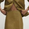 Green Leather Seam Detail Mini Skirt