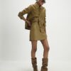 Green Leather Seam Detail Mini Skirt