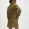 Green Leather Seam Detail Mini Skirt