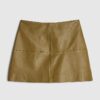 Green Leather Seam Detail Mini Skirt