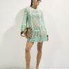 Green Mesh Embellished Beach Tunic Dress