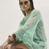 Green Mesh Embellished Beach Tunic Dress
