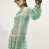 Green Mesh Embellished Beach Tunic Dress