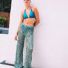 Green Metallic Knitted Beach Trousers