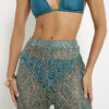 Green Metallic Knitted Beach Trousers
