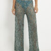 Green Metallic Knitted Beach Trousers