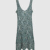 Green Metallic Knitted Beach Tunic Dress
