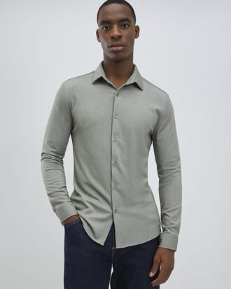 Green Muscle Fit Pique Shirt