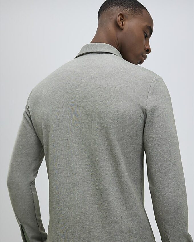 Green Muscle Fit Pique Shirt