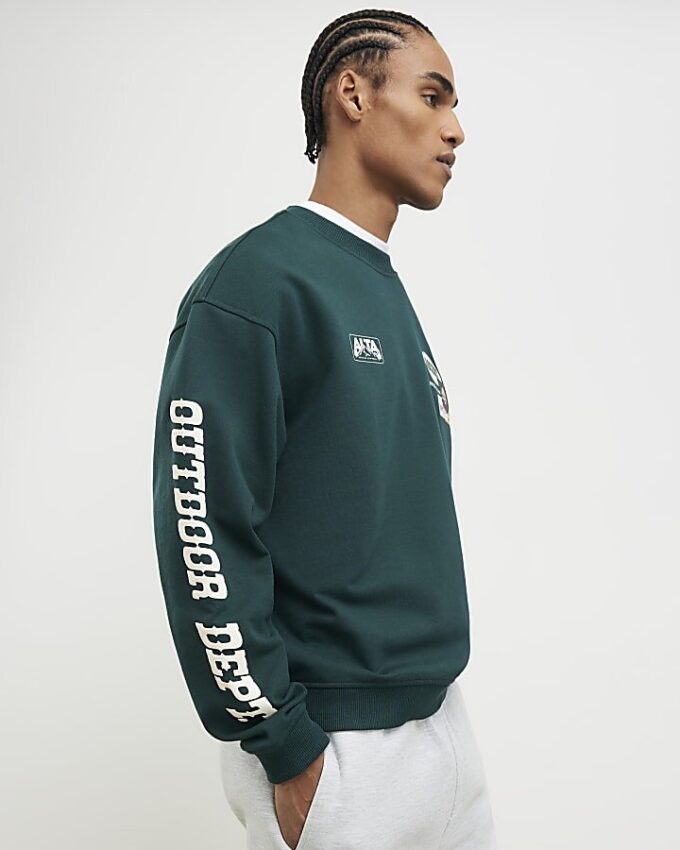 Green Oversized Fit Alpine Badging Sweatshirt