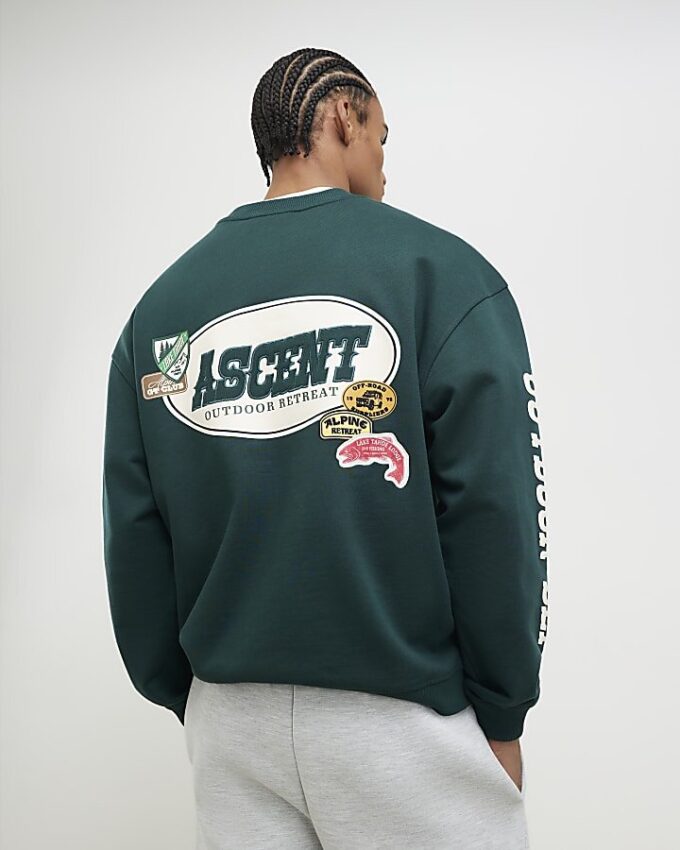 Green Oversized Fit Alpine Badging Sweatshirt