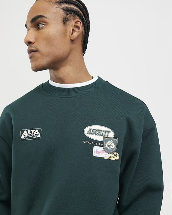 Green Oversized Fit Alpine Badging Sweatshirt
