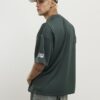 Green Oversized Fit Mesh 7th Division T-Shirt