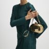 Green Plisse Buckle Detail Midi Dress