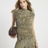 Green Plisse Sleeveless Wrap Top