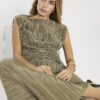 Green Plisse Sleeveless Wrap Top