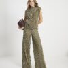 Green Plisse Sleeveless Wrap Top
