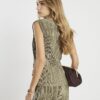 Green Plisse Sleeveless Wrap Top