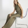 Green Plisse Wide Leg Trousers