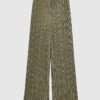 Green Plisse Wide Leg Trousers