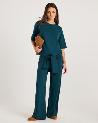 Green Premium Wide Leg Joggers