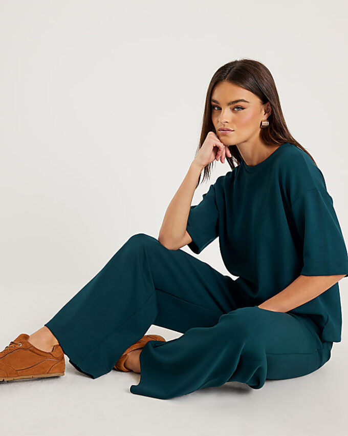 Green Premium Wide Leg Joggers