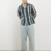 Green Regular Fit Stripe Shirt