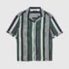 Green Regular Fit Stripe Shirt