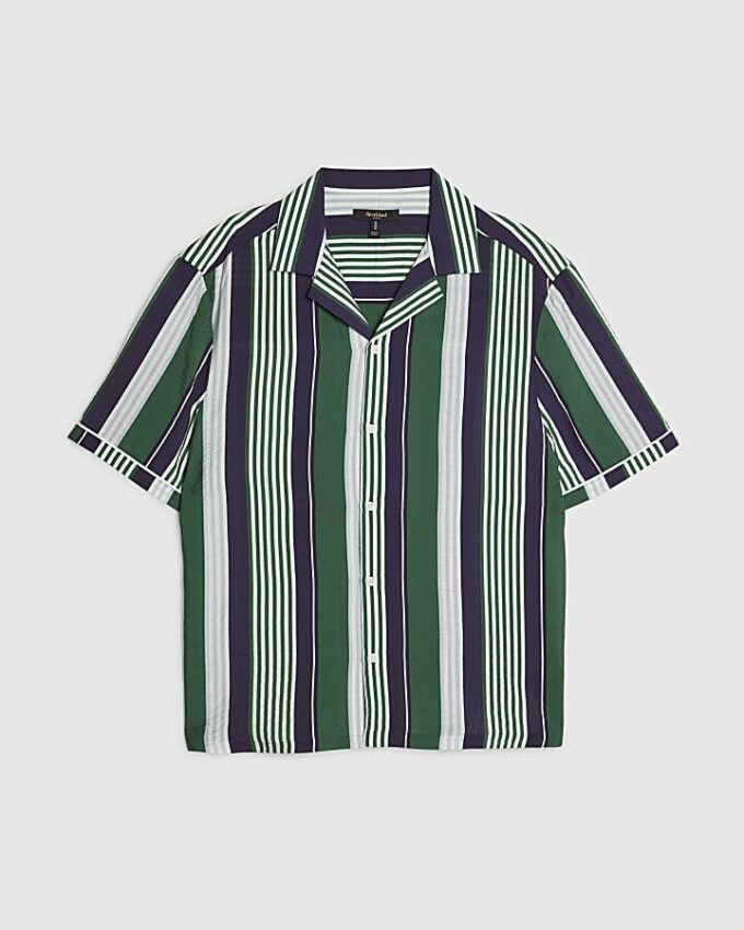 Green Regular Fit Stripe Shirt