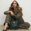 Green RIR Lock Front Bucket Bag