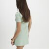 Green Short Sleeve Scallop Trim Mini Dress