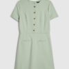 Green Short Sleeve Scallop Trim Mini Dress