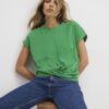 Green Short Sleeve Twist Front T-Shirt