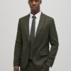 Green Skinny Fit Textured Suit Jacket