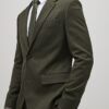 Green Skinny Fit Textured Suit Jacket