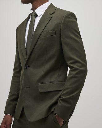 Green Skinny Fit Textured Suit Jacket
