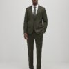 Green Skinny Fit Textured Suit Jacket