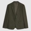 Green Skinny Fit Textured Suit Jacket
