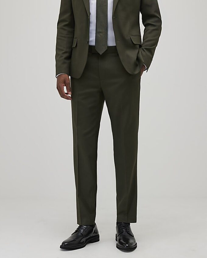 Green Skinny Fit Textured Suit Trousers Green Skinny Fit Textured Suit Trousers
