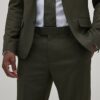 Green Skinny Fit Textured Suit Trousers Green Skinny Fit Textured Suit Trousers