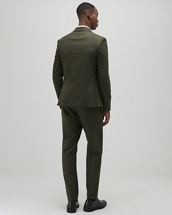 Green Skinny Fit Textured Suit Trousers Green Skinny Fit Textured Suit Trousers